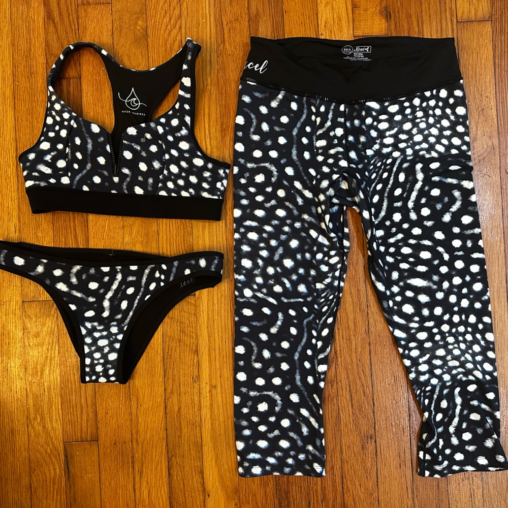 Black and White Patterned bathing suit Set